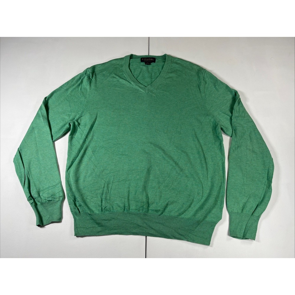 Brooks Brothers Sweater Mens XL 100% Supima Cotton Green V-Neck Long Sleeve